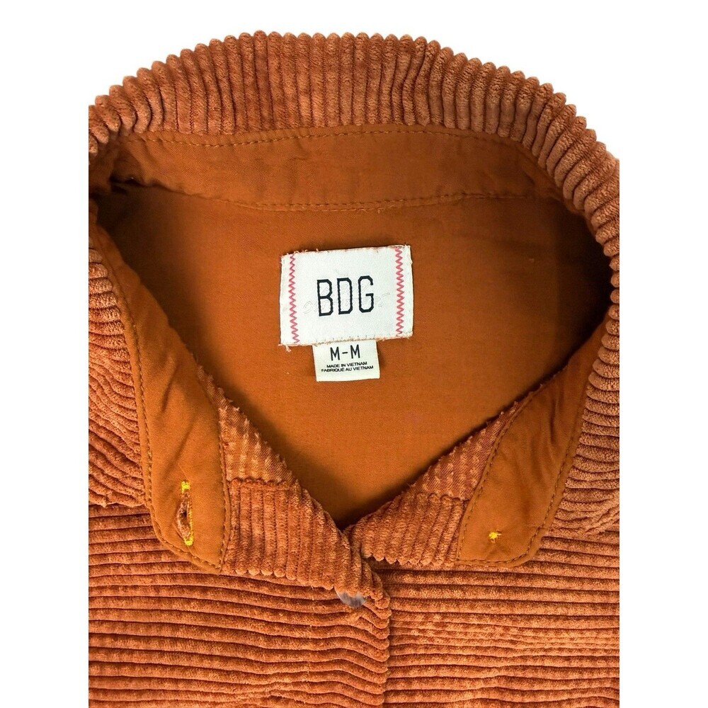 BDG Urban Outfitters Cropped Rodney Corduroy Shacket Rust Orange Patchwork M - Picture 5 of 10